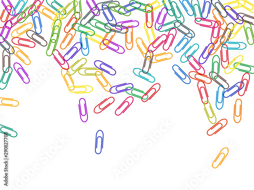 Stationary paperclips isolated on white background. Simple plastic paperclips.