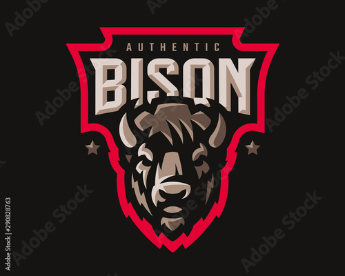 Bison modern logo. Bull template design emblem for a sport and eSport team.
