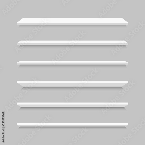 Empty shelves in gray colors for shop. Vector illustration.