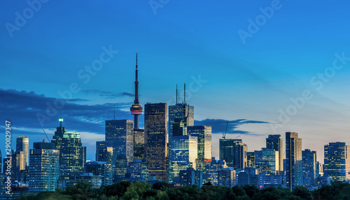 Canvas Print Toronto city view from Riverdale Avenue at Night. Ontario, Canada