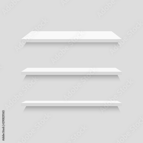Empty shelves in gray colors for shop. Vector illustration.