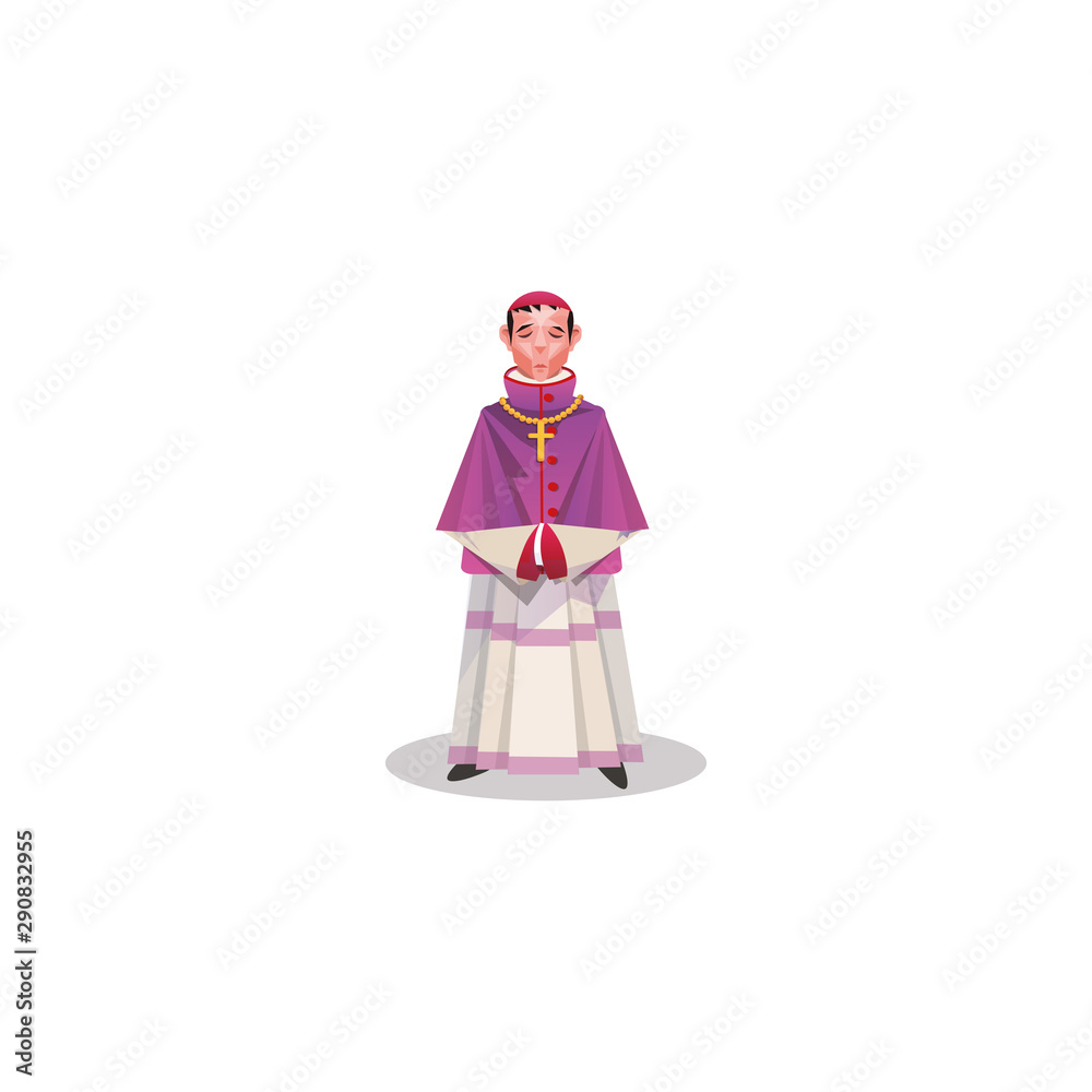 Catholic priest in purple cassock and golden cross vector illustration Catholic priest in purple cassock and golden cross vector illustration
