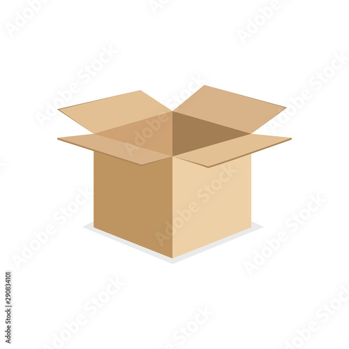 Cardboard box. Box opened. Vector illustration. © Art Alex