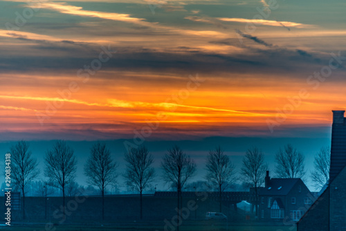 spectecular orange and blue sunset photo