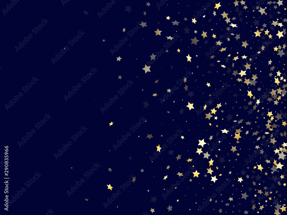 Gold falling star sparkle elements of glitter gradient vector background.