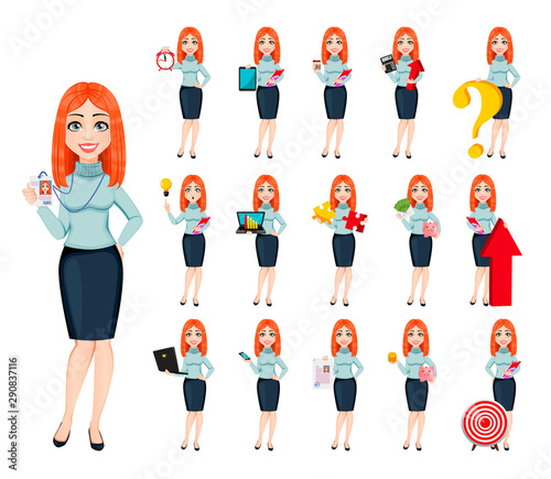 Young beautiful redhead business woman