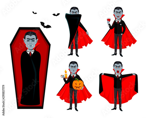 Happy Halloween. Handsome cartoon vampire