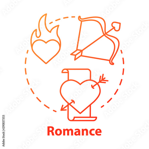 Romance literature red concept icon. Romantic books idea thin line illustration. Love heartbreaking stories & lyrical poems. Love affairs and passion. Vector isolated outline drawing