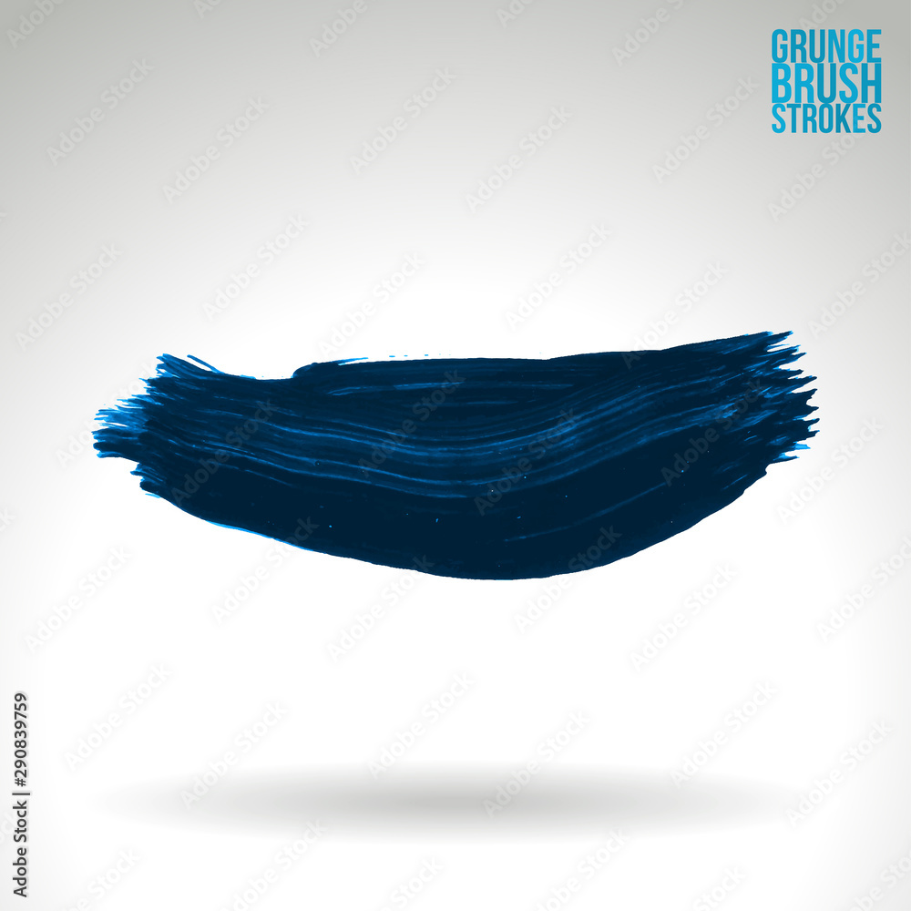 Fototapeta premium Blue brush stroke and texture. Grunge vector abstract hand - painted element. Underline and border design.