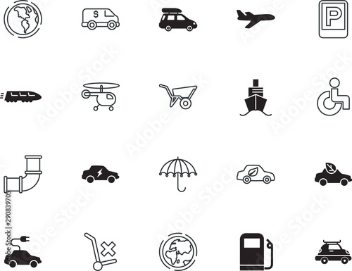 transport vector icon set such as: empty, garden, lifestyle, cart, information, law, station, railroad, luxury, ship, recycle, patient, pipeline, plate, fuselage, currency, equipment, subway