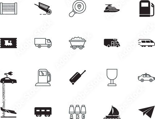 transport vector icon set such as: engineering, environmental, sport, arrivals, dirty, garden, style, guard, courier, theft, pipe, disabled, insurance, carton, lifting, handicapped, mining, label