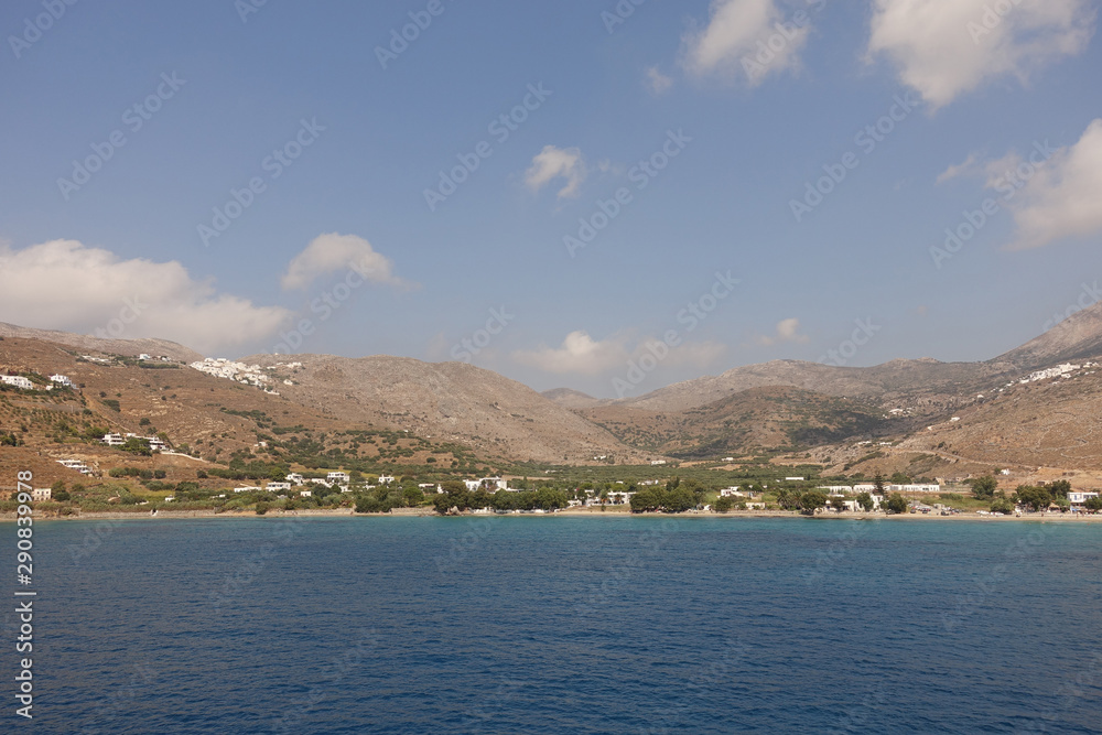 Photo from picturesque port and village of Aigiali in island of Amorgos, Cyclades, Greece