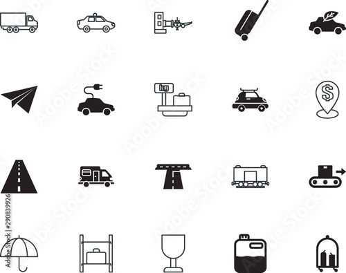 transport vector icon set such as: nobody, jet, marker, plug, machine, fast, plastic, hotel, equipment, bubble, dirty, machinery, system, lorry, belt, claim, handbag, circle, can, people, building