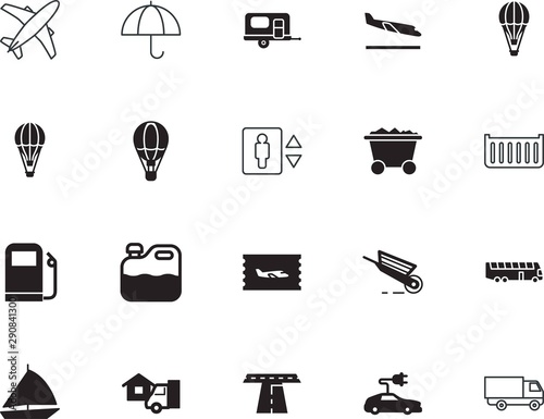 transport vector icon set such as: commerce, bus, barrow, elevator, plug, logistic, work, trucking, order, highway, drawing, wind, down, delivering, keep, gardening, yacht, fast, close, navigation