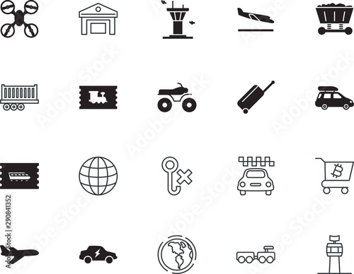 transport vector icon set such as: gold, voyage, fashion, green, minimal, atv, architecture, quad, structure, conservation, cardboard, thin, roof, wagon, mining, warehouse, label, buggy, flying, raw