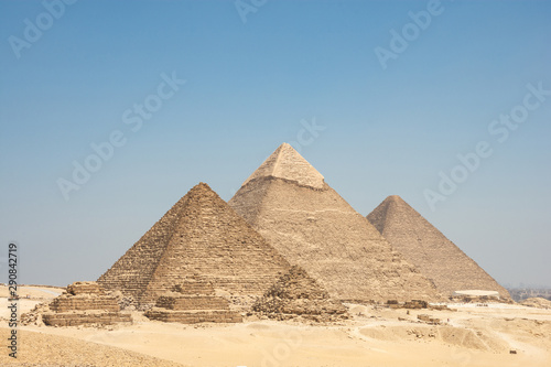 The Giza pyramid complex, also called the Giza Necropolis on the Giza Plateau in Egypt © Vladyslav Siaber