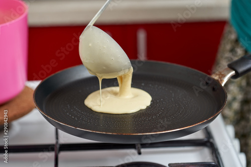 Cooking pancakes at home