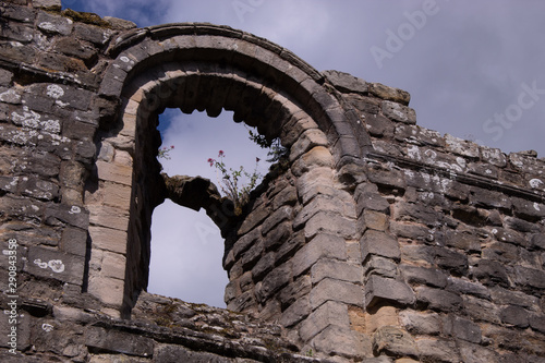 Obraz na płótnie Ancient ruined window with flowers w salonie