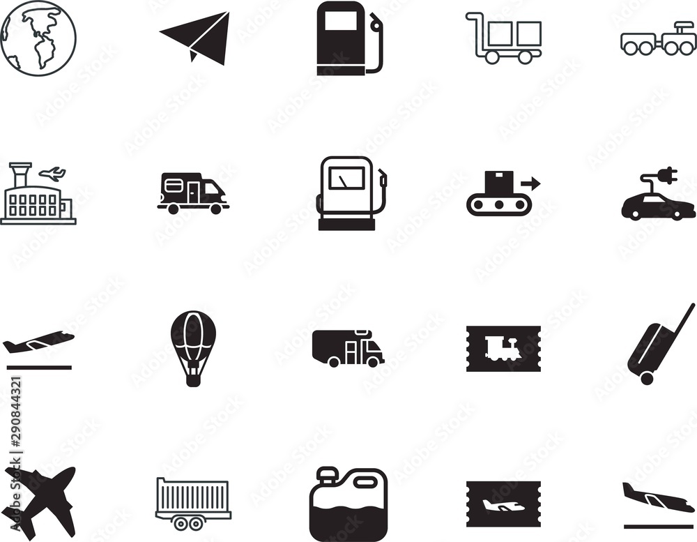transport vector icon set such as: handbag, america, carton, electrical, automatic, production, geography, plastic, conveyor, liquid, jerrycan, crate, automated, logistic, toy, internet, linear