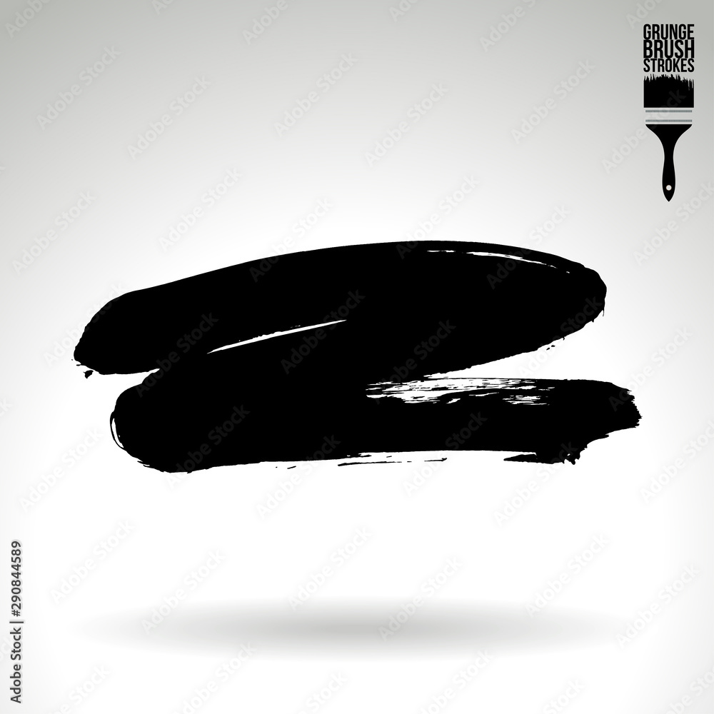 Fototapeta premium Black brush stroke and texture. Grunge vector abstract hand - painted element. Underline and border design.