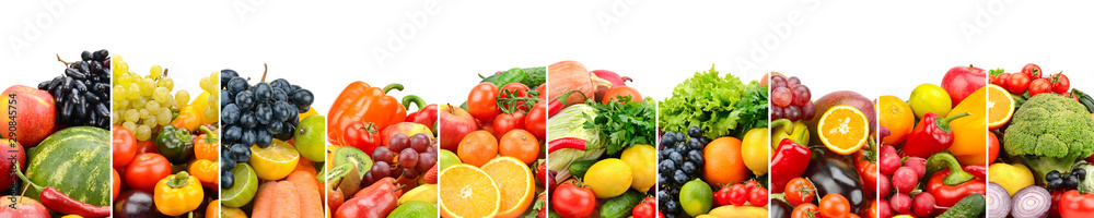 Useful fruits, vegetables and sweet berries isolated on white background. Useful fruits, vegetables and sweet berries isolated on white background.