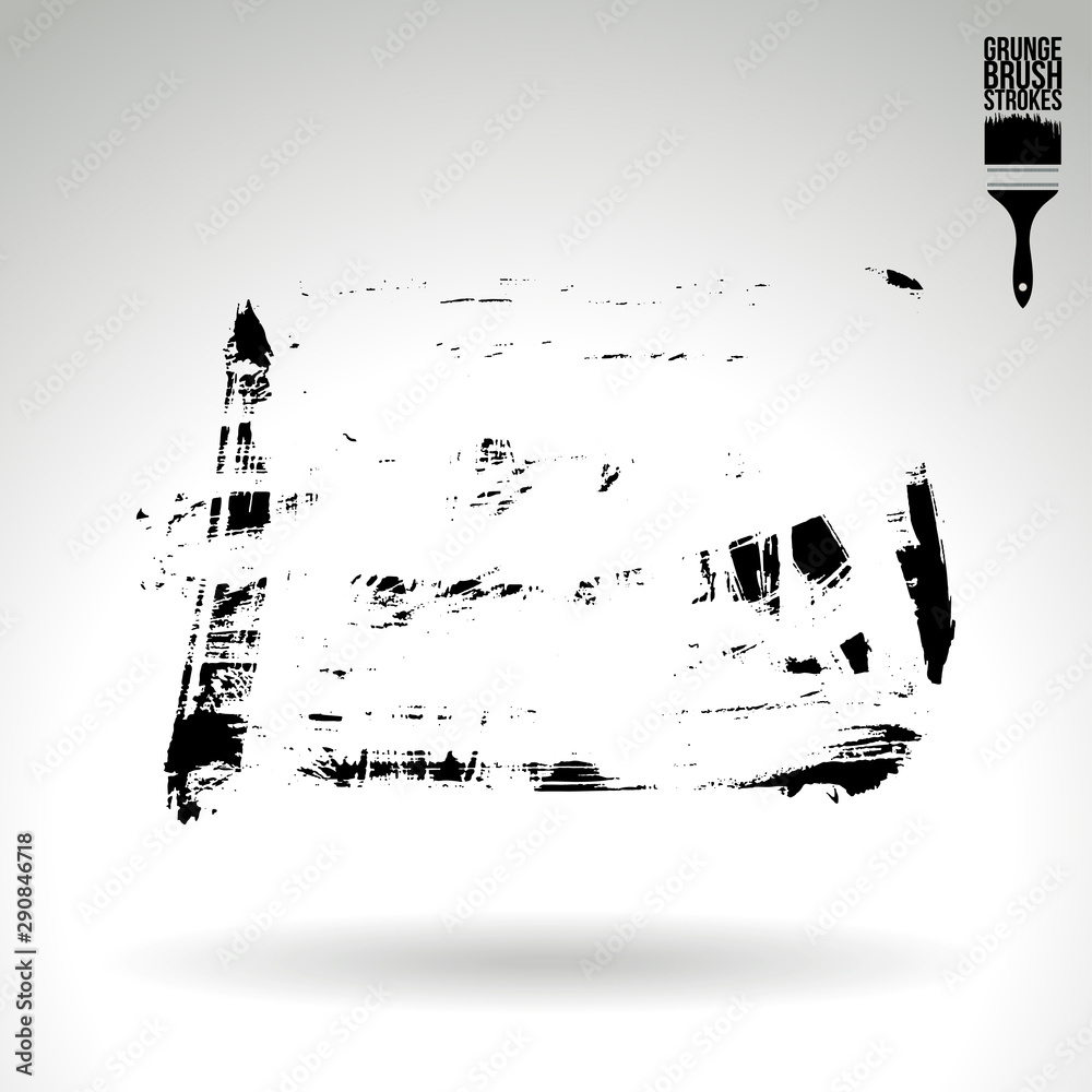 Obraz premium Black brush stroke and texture. Grunge vector abstract hand - painted element. Underline and border design.