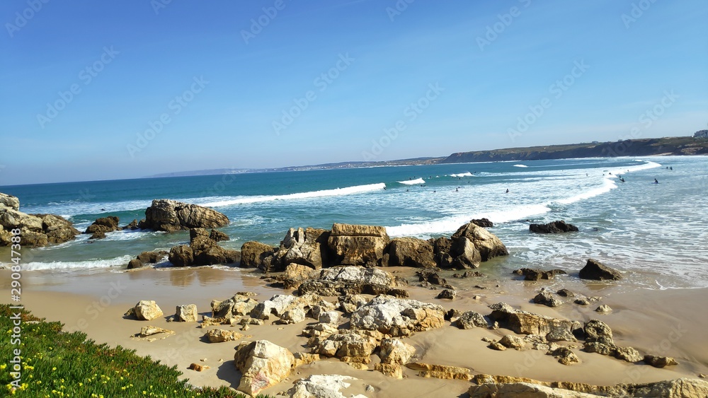 beach waves ocean peniche portugal beach waves ocean peniche portugal