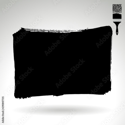 Black brush stroke and texture. Grunge vector abstract hand - painted element. Underline and border design.