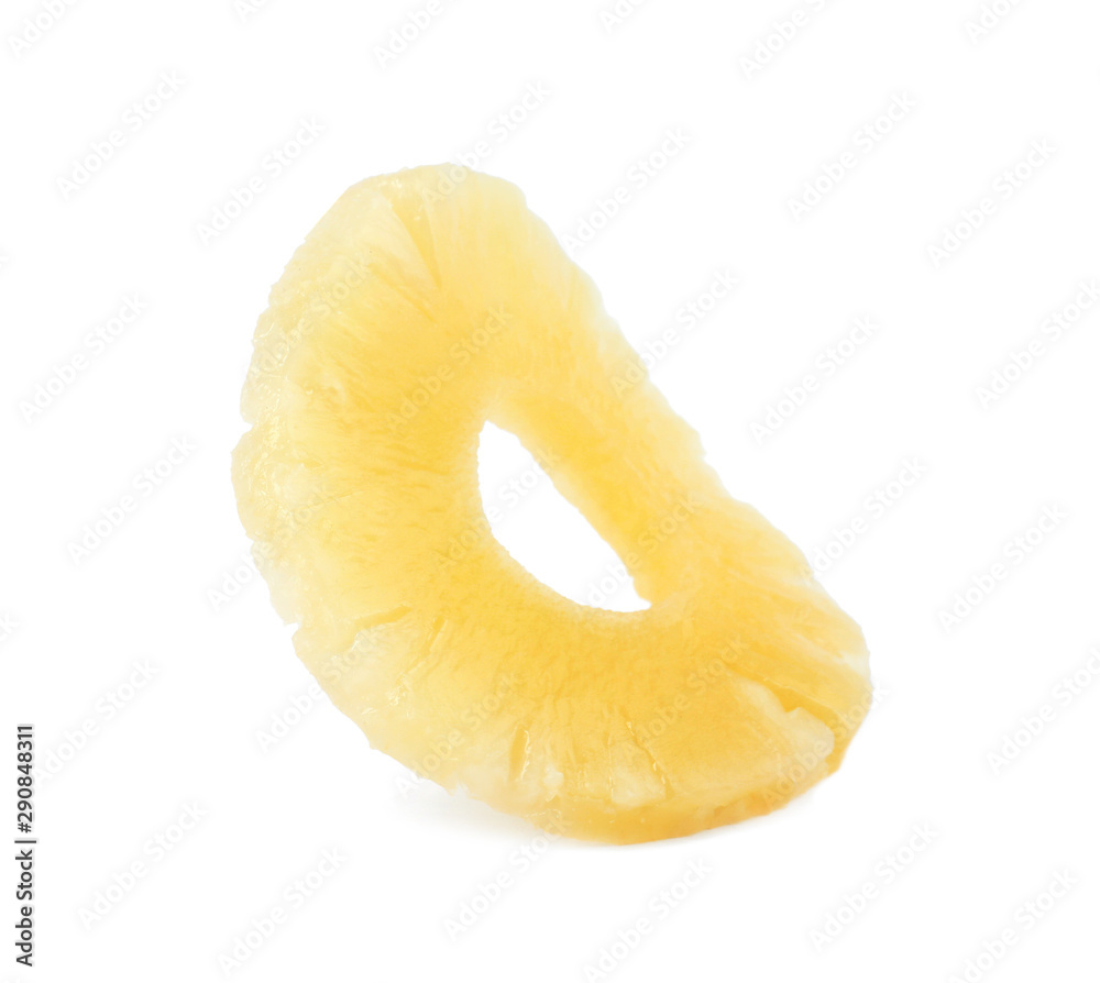 Slice of delicious sweet canned pineapple on white background Slice of delicious sweet canned pineapple on white background