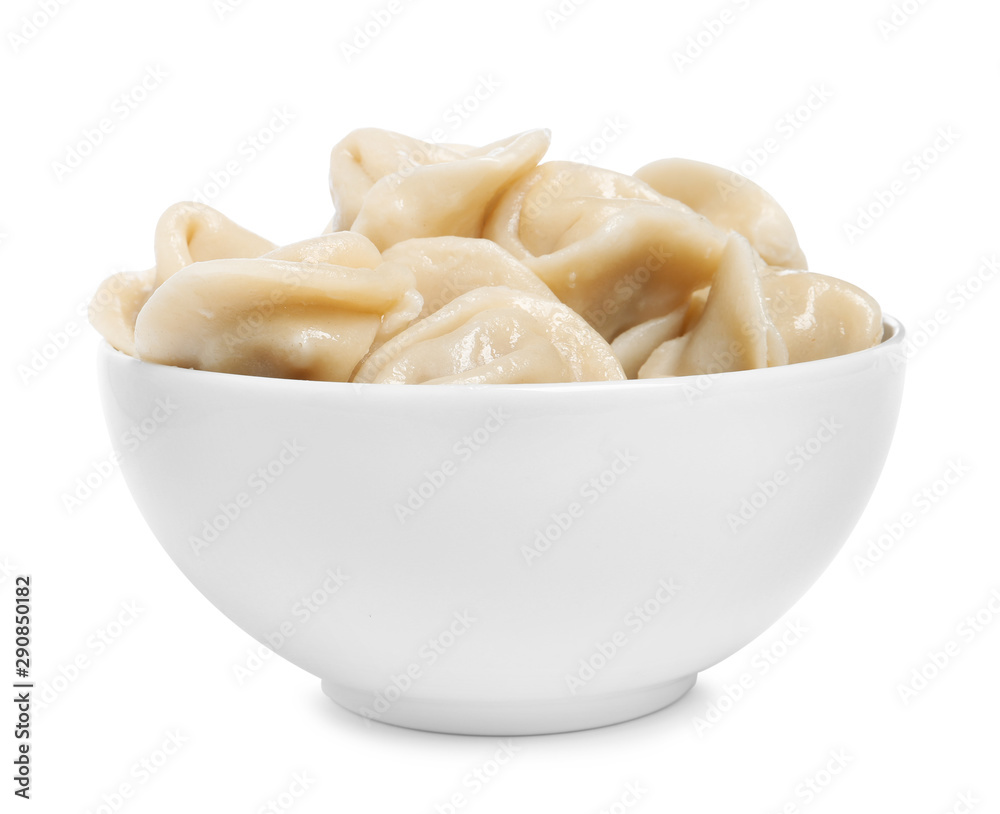 Tasty dumplings in bowl isolated on white Tasty dumplings in bowl isolated on white