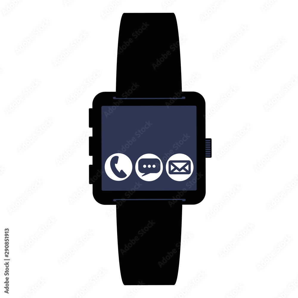 smartwatch technology with apps set vector illustration smartwatch technology with apps set vector illustration