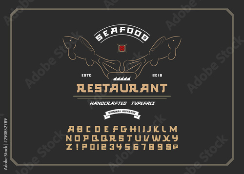 Vintage font with design elements of a seafood restaurant.