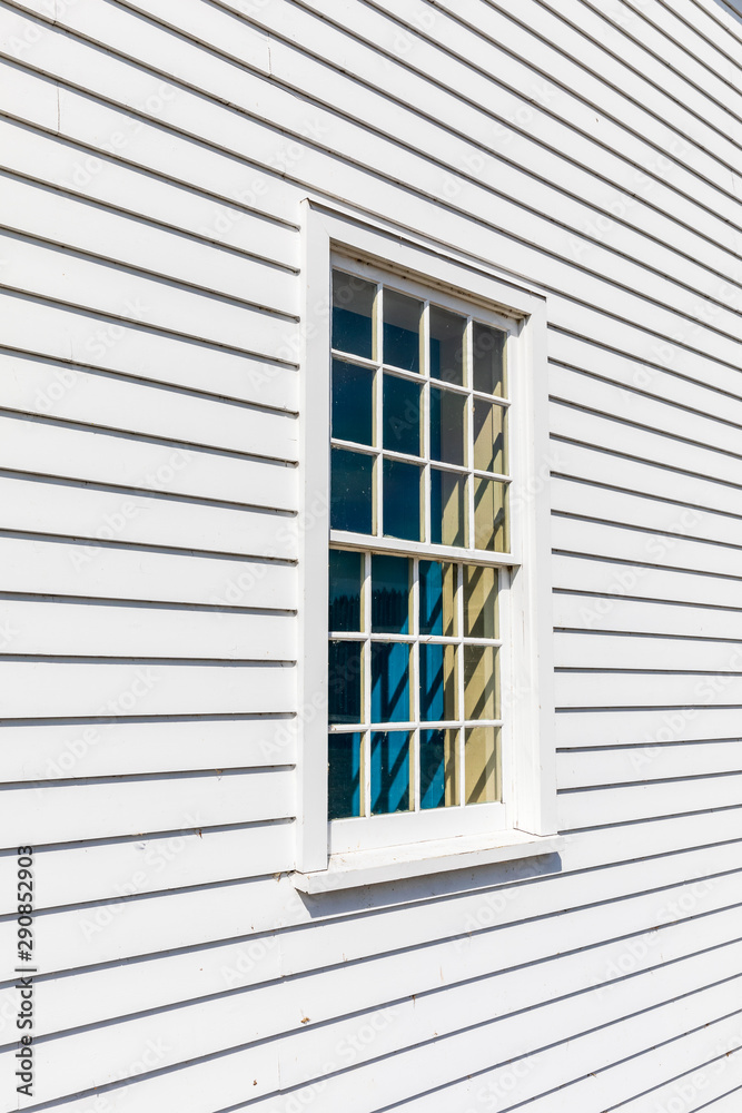 USA, Washington State, Fort Vancouver National Historic Site. Window on buildings at the Hudson's Bay Company's Fort Vancouver.