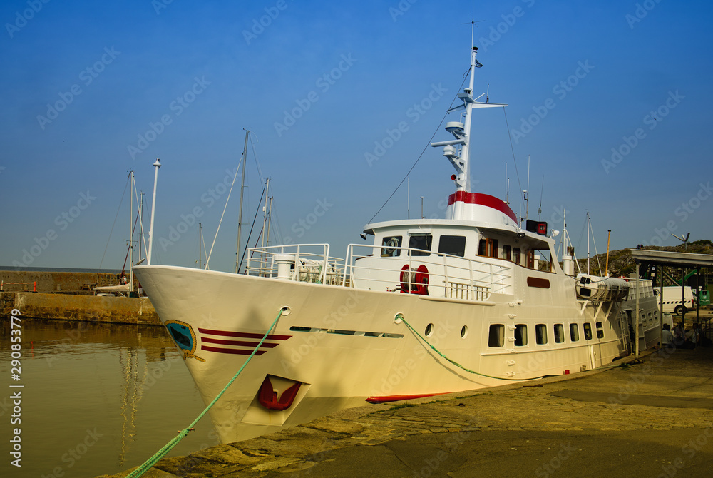 Naklejka premium ship in port, Gudhjem,Bornholm,Denmark
