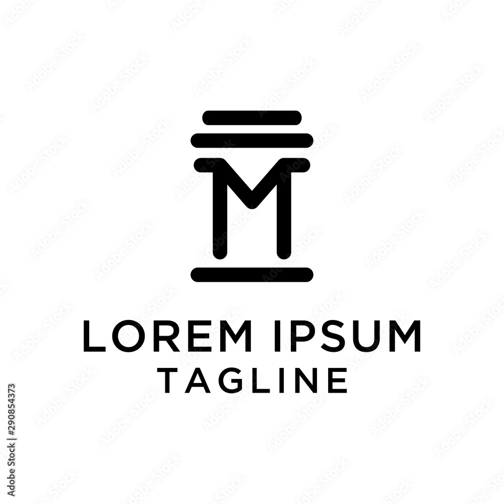 initial letter logo M Pillar, logo template