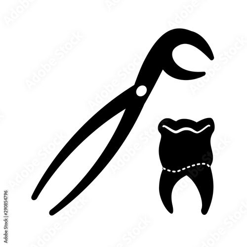 tooth human with pliers dentist vector illustration