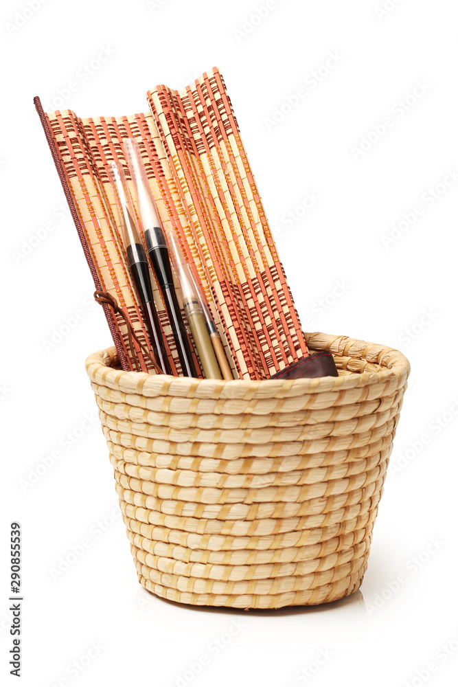 Fototapeta premium asian calligraphy brushes on white background