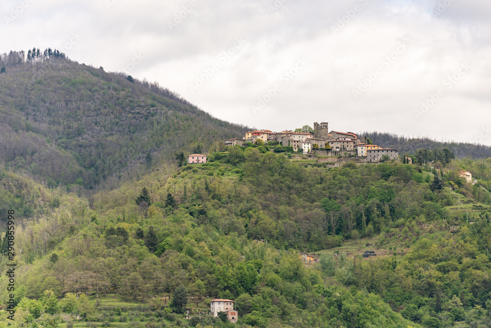 Tuscany. A village in a valley near the town of Barga. An old hill town in Italy.