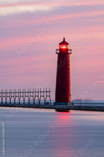 lighthouse at sunset with pastel sky 