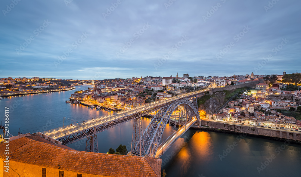 Panoramic View of Porto at night
