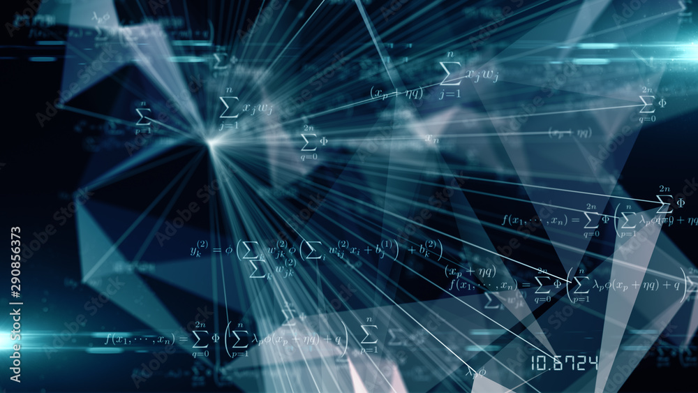 matrix made up of math formulas and mathematical equations ...