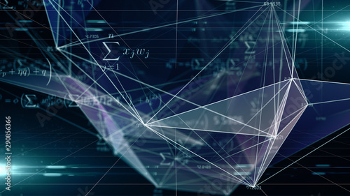 Math formula's and mathematical equations associated with school and study - illustration rendering