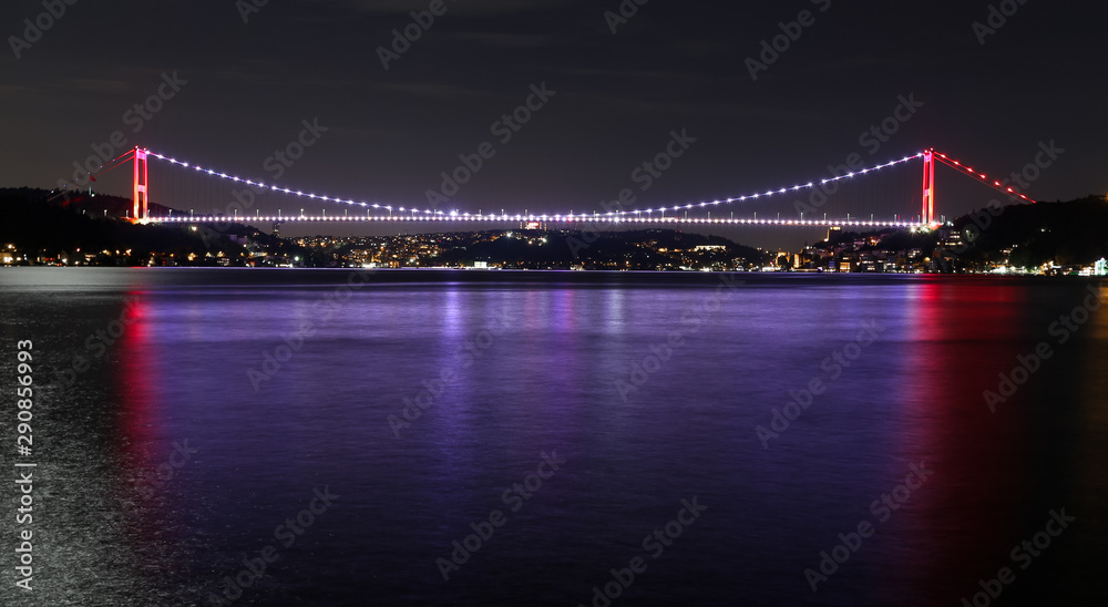 Fatih Sultan Mehmet Bridge between Europen and Asian sides of Istanbul, Turkey