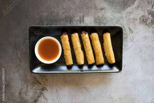 Deep Fried Spring Rolls with Dipping Sauce