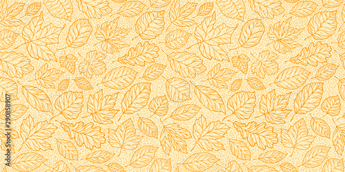 Autumn seamless background with leaves. Leaf fall vector illustration