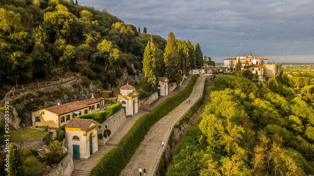 Vista aerea delle sette chiesette di Monselice Stock Photo | Adobe Stock