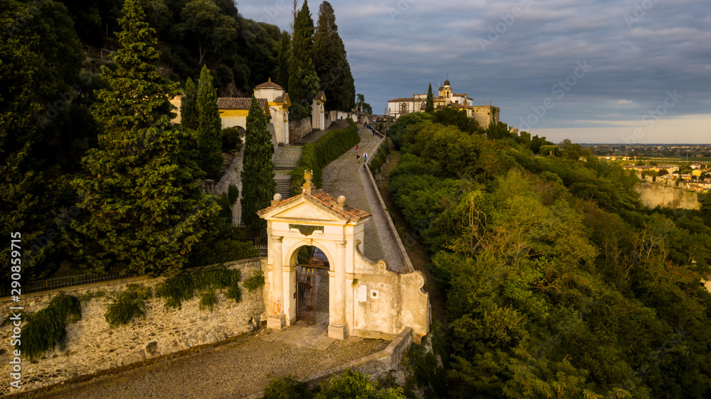 Vista aerea delle sette chiesette di Monselice Stock Photo | Adobe Stock