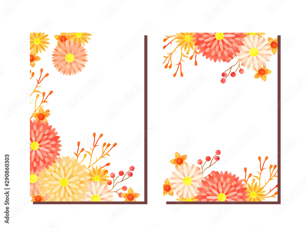 秋の菊のイラストフレーム Stock Vector Adobe Stock