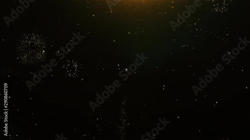 Muharram Text wish on Firework Display Explosion Particles. Greeting card, Wishes, Celebration, Party, Invitation, Gift, Event, Message, Holiday Festival 4K Loop Animation photo