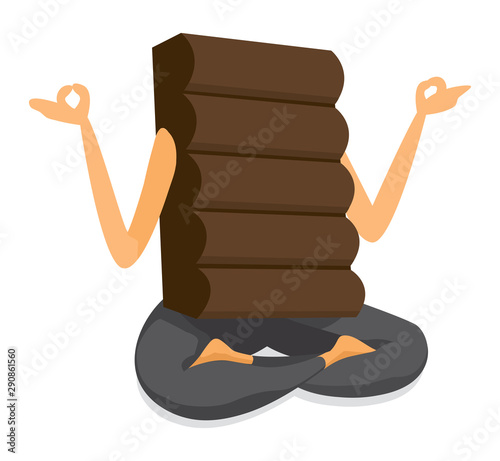 Chocolate bar practising yoga in lotus position